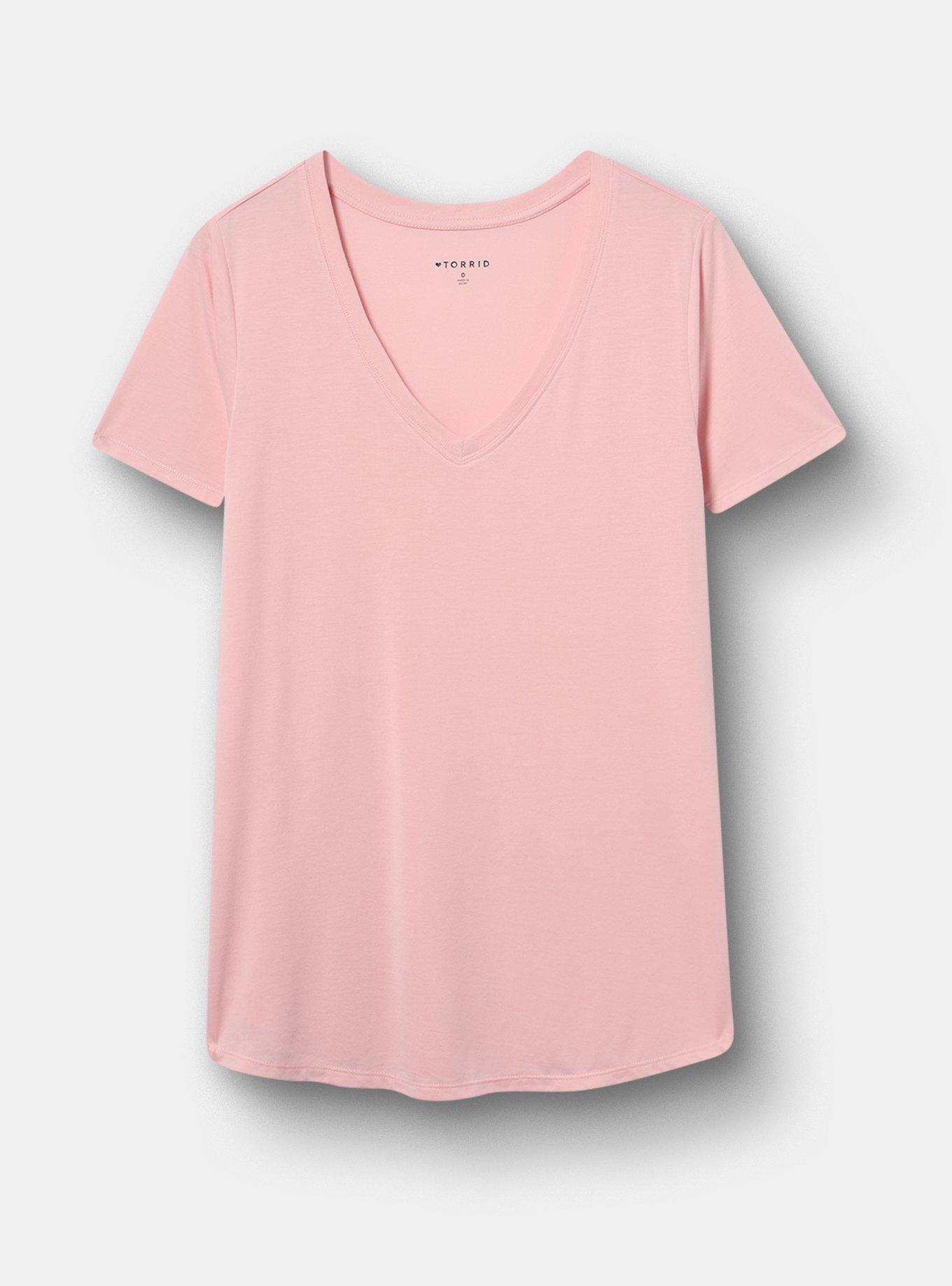 Girlfriend Signature Jersey V-Neck Tee, SILVER PINK, hi-res