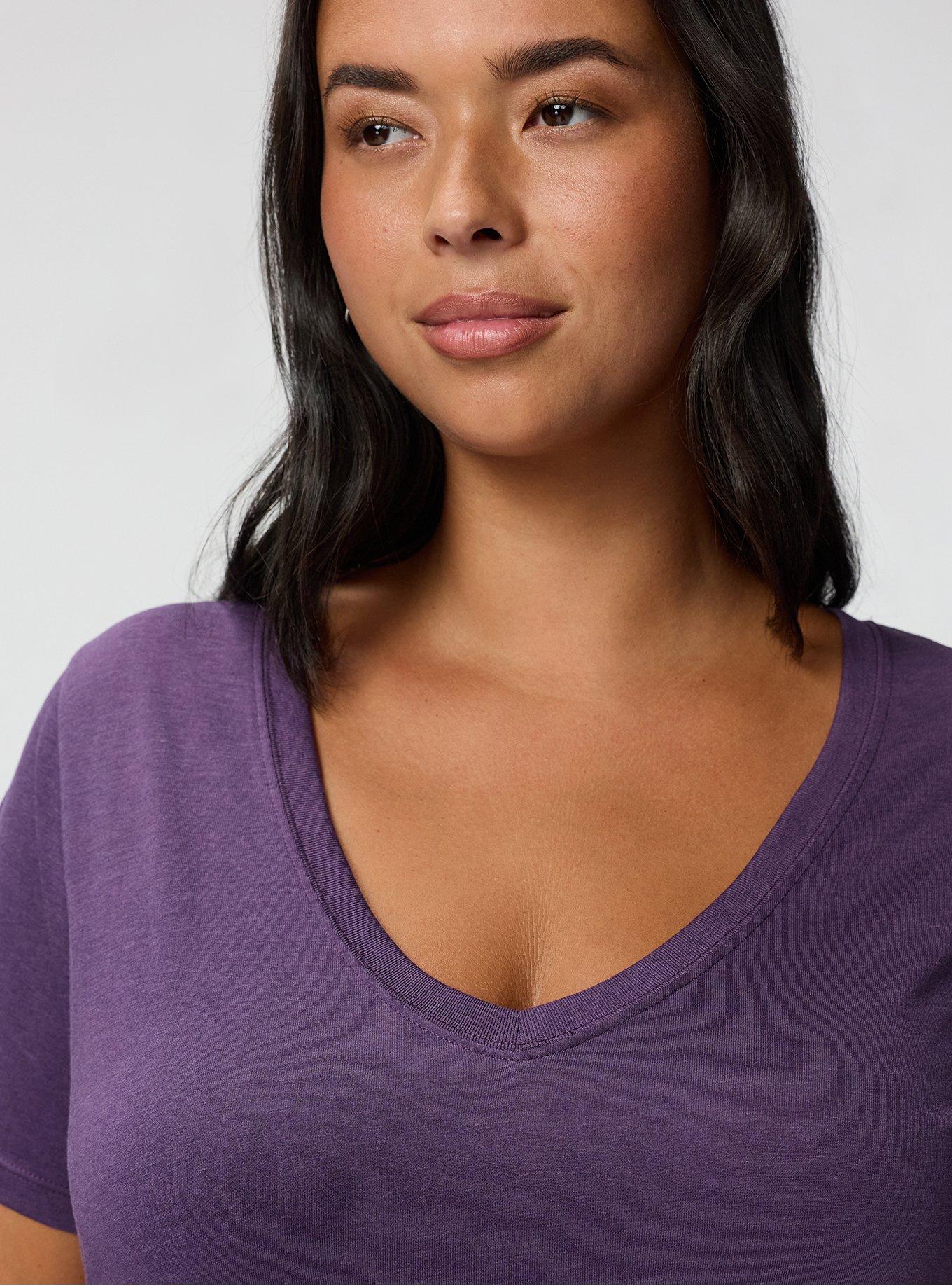 Girlfriend Signature Jersey V-Neck Tee, NAVY COSMOS, alternate