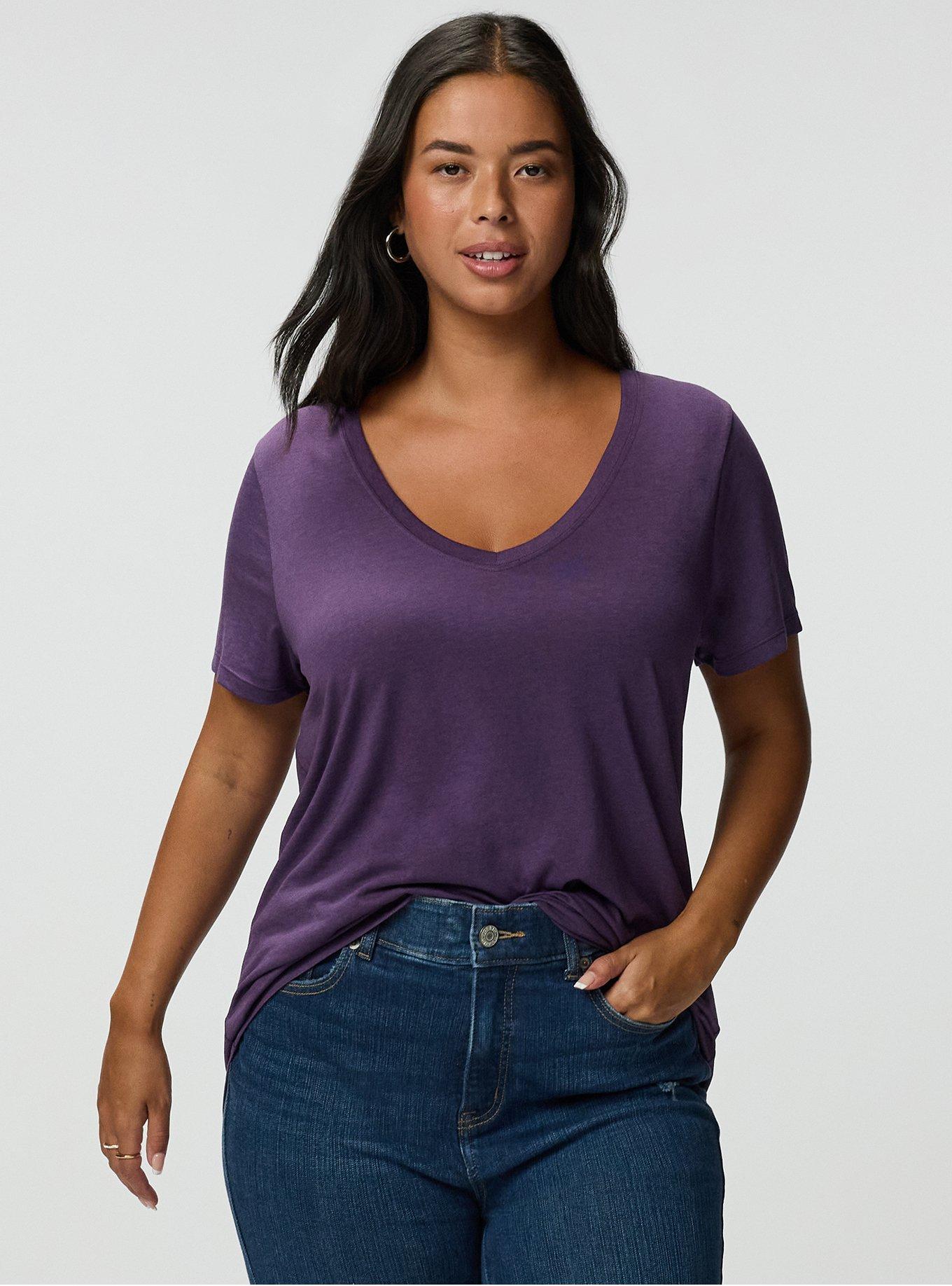 Girlfriend Signature Jersey V-Neck Tee, NAVY COSMOS, alternate