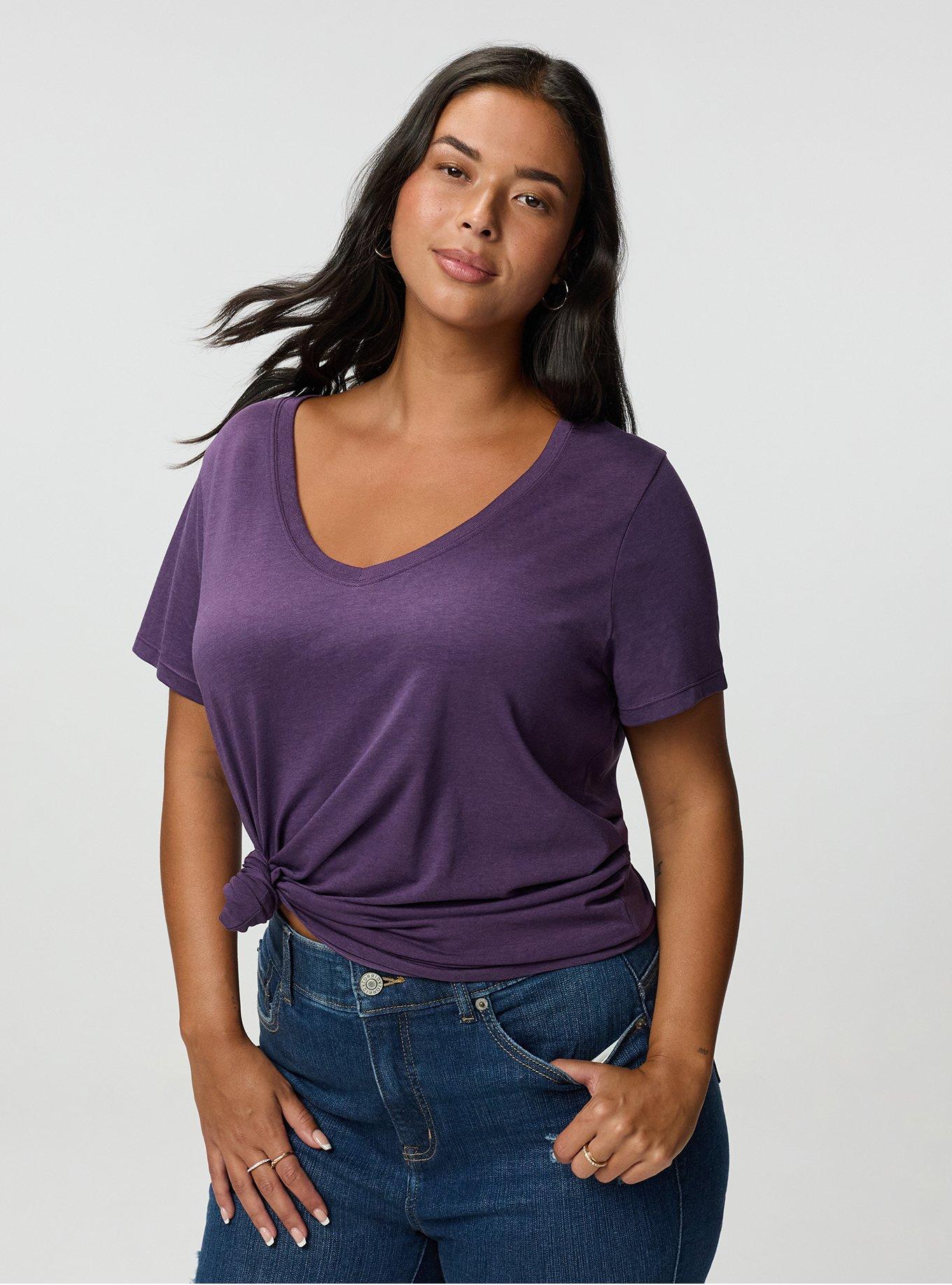 Girlfriend Signature Jersey V-Neck Tee, NAVY COSMOS, alternate
