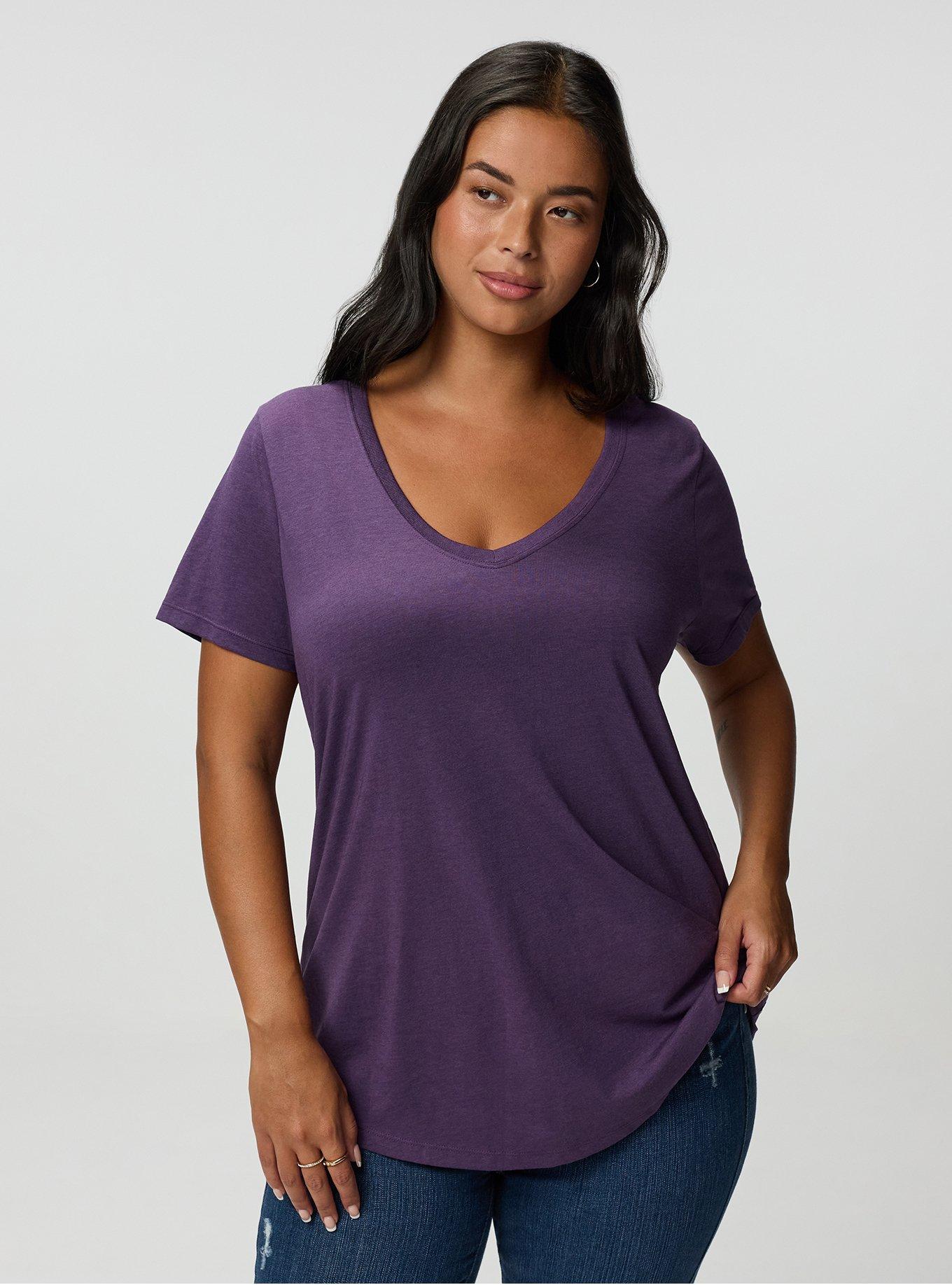 Girlfriend Signature Jersey V-Neck Tee, NAVY COSMOS, hi-res