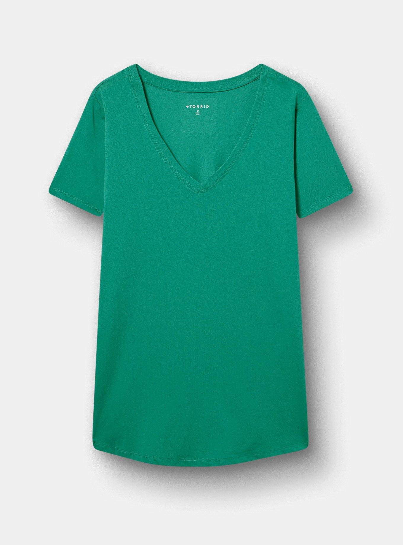 Girlfriend Signature Jersey V-Neck Tee, ULTRAMARINE GREEN, hi-res