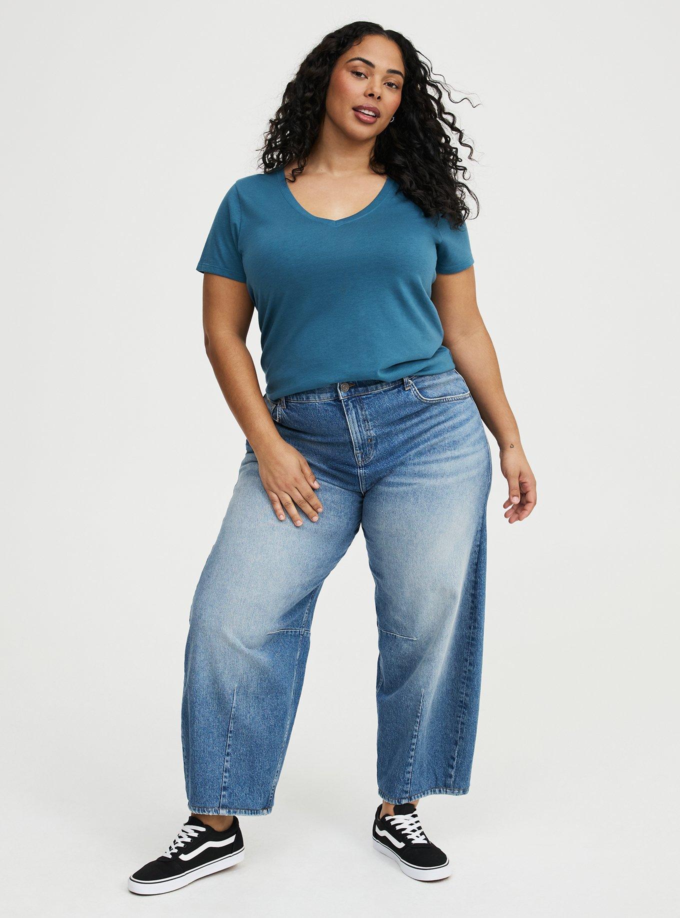 Girlfriend Signature Jersey V-Neck Tee, MALLARD BLUE, alternate