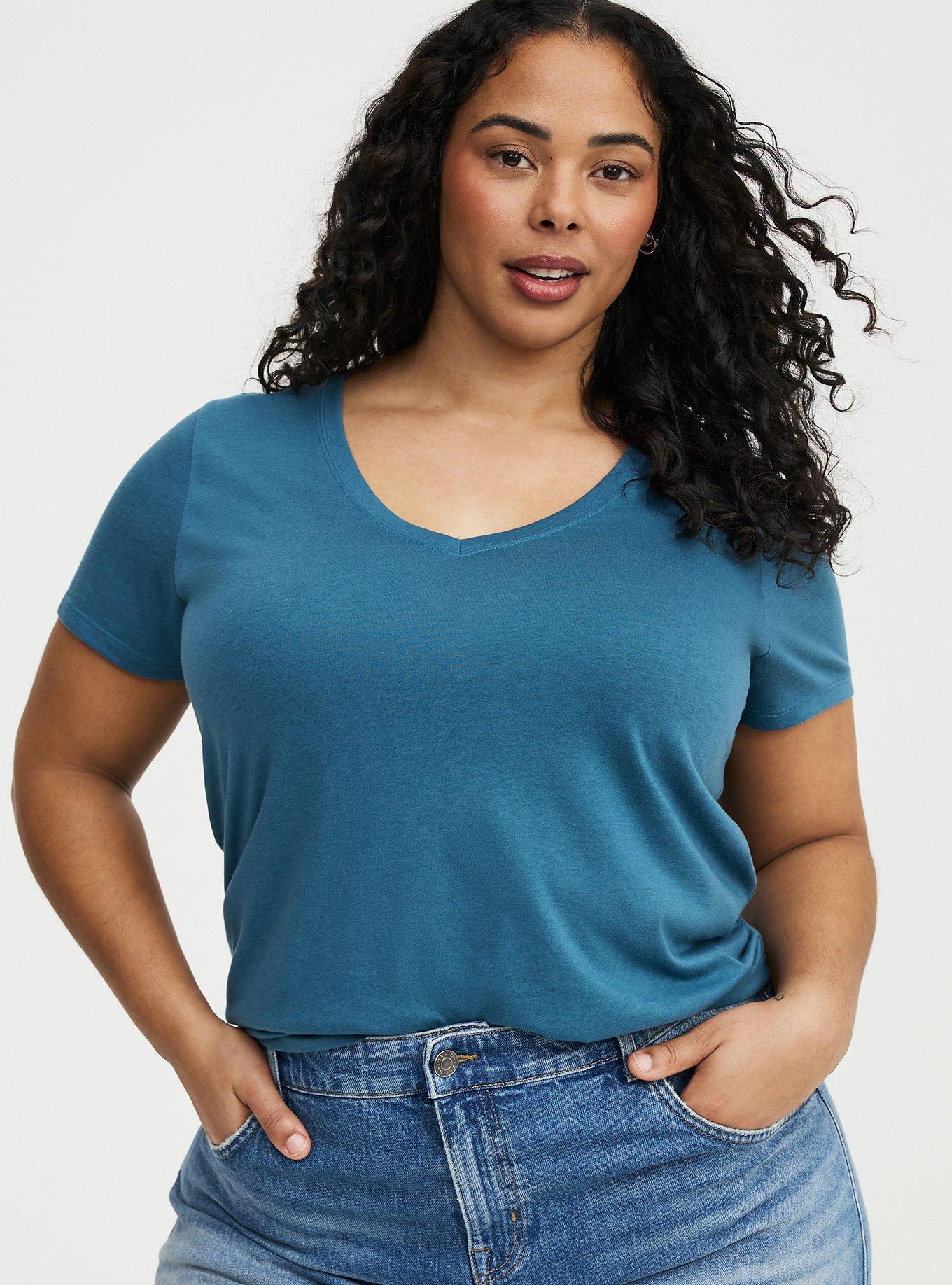 Girlfriend Signature Jersey V-Neck Tee, MALLARD BLUE, alternate