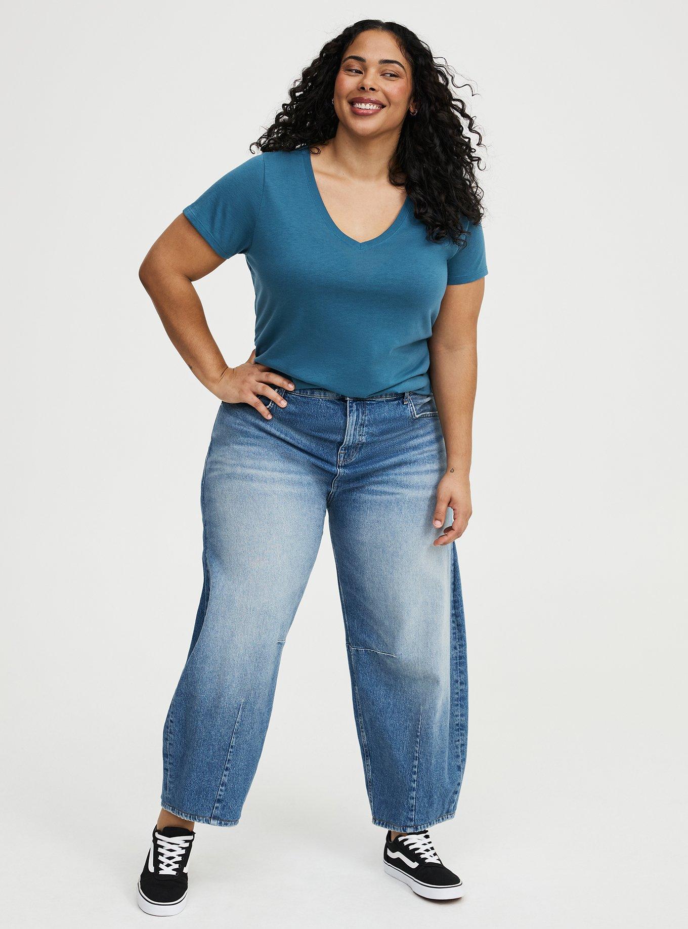 Girlfriend Signature Jersey V-Neck Tee, MALLARD BLUE, alternate