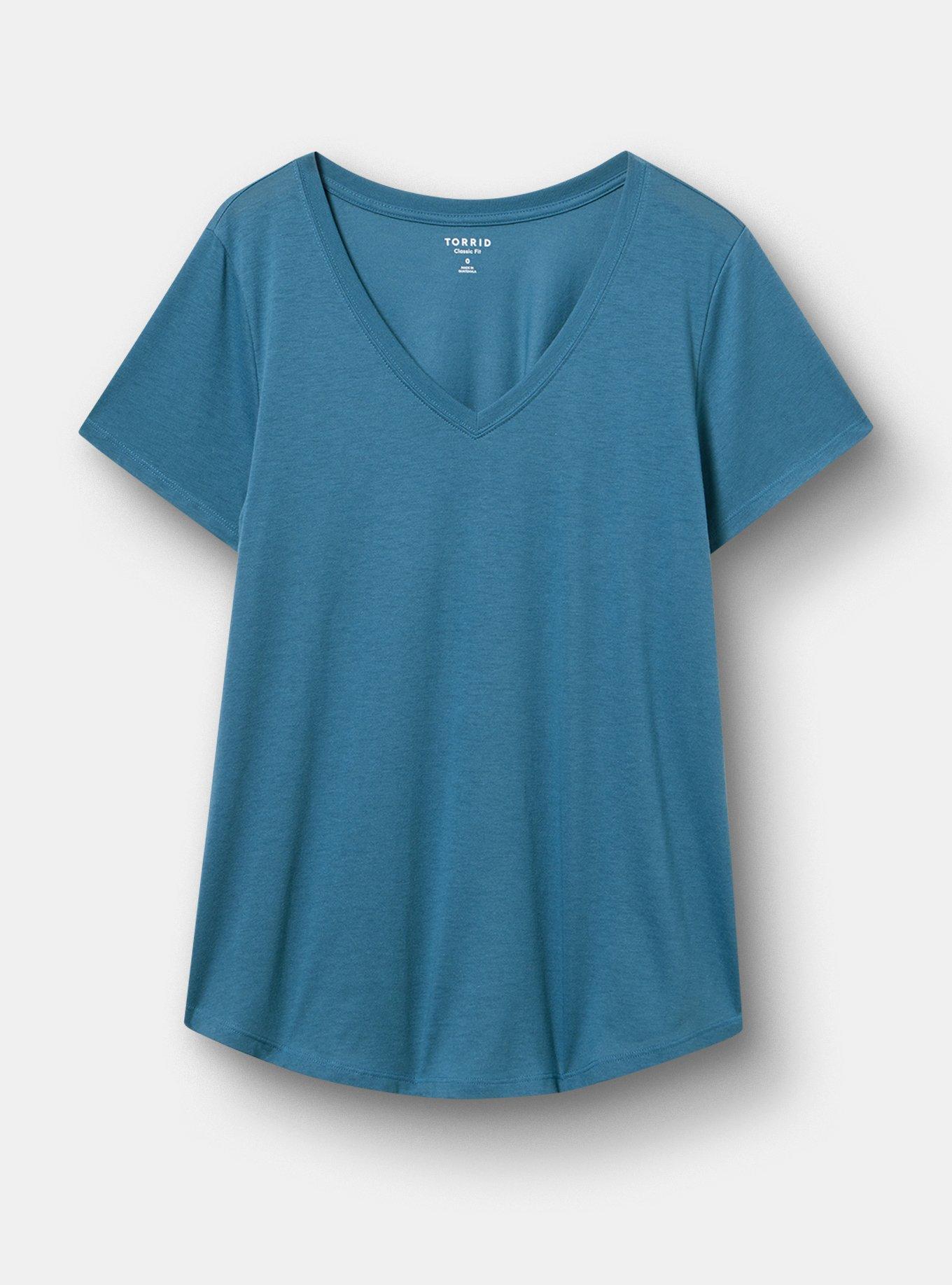 Girlfriend Signature Jersey V-Neck Tee, MALLARD BLUE, hi-res