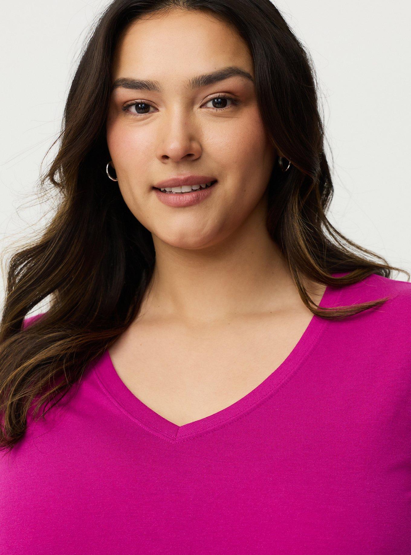 Girlfriend Signature Jersey V-Neck Tee, WILD ASTER, alternate