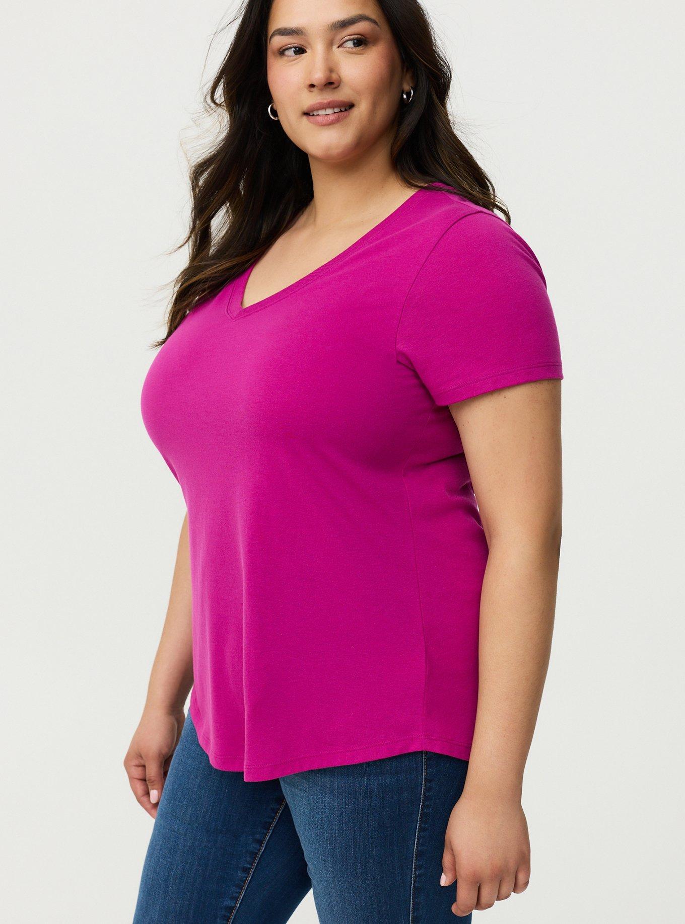 Girlfriend Signature Jersey V-Neck Tee, WILD ASTER, alternate