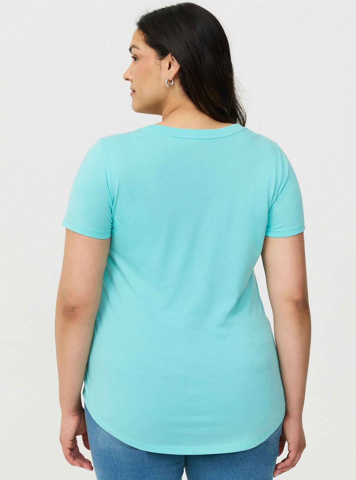 Girlfriend Signature Jersey V-Neck Tee, DUSKY AQUA, alternate