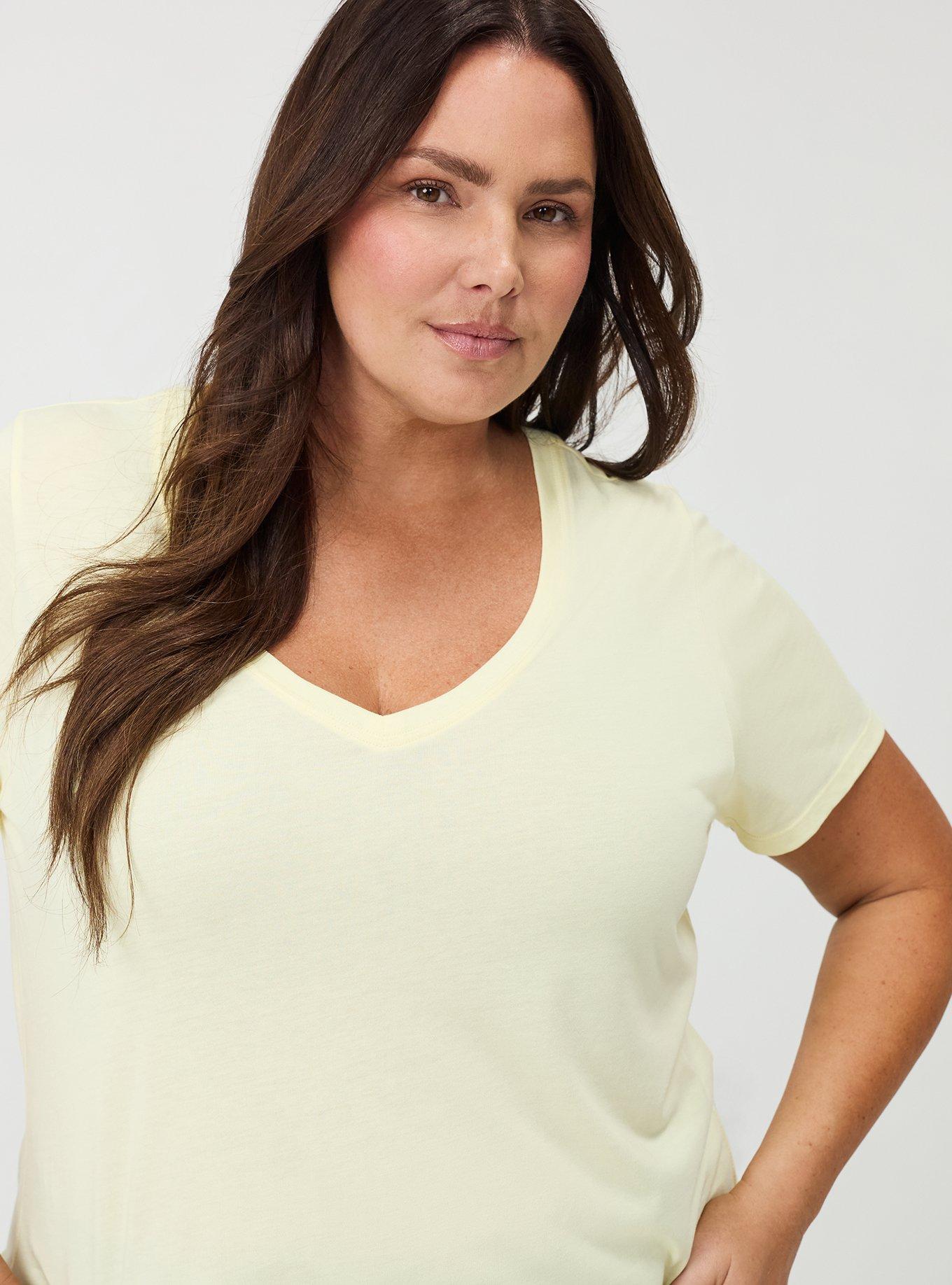 Girlfriend Signature Jersey V-Neck Tee, PASTEL YELLOW, alternate