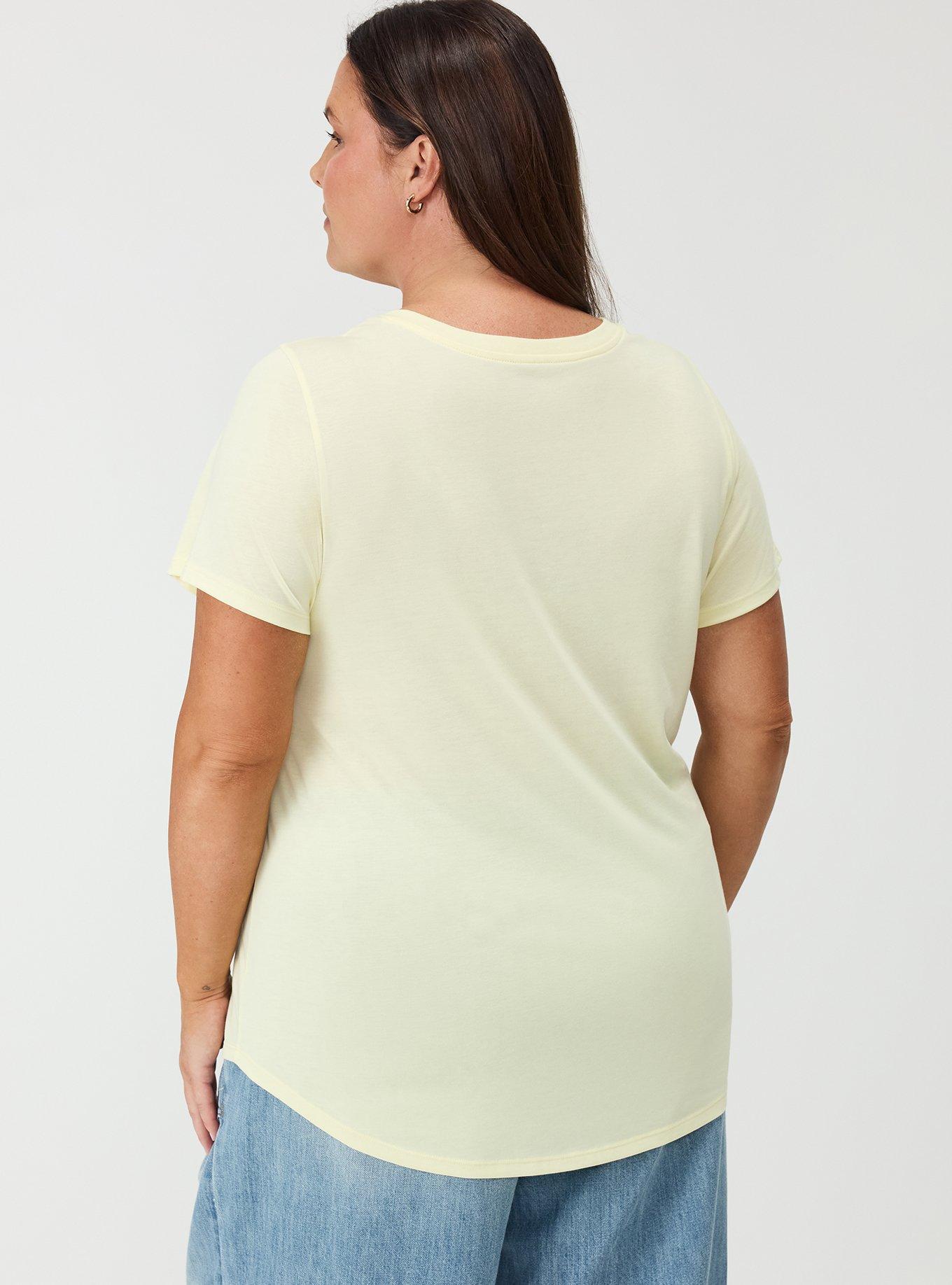 Girlfriend Signature Jersey V-Neck Tee, PASTEL YELLOW, alternate