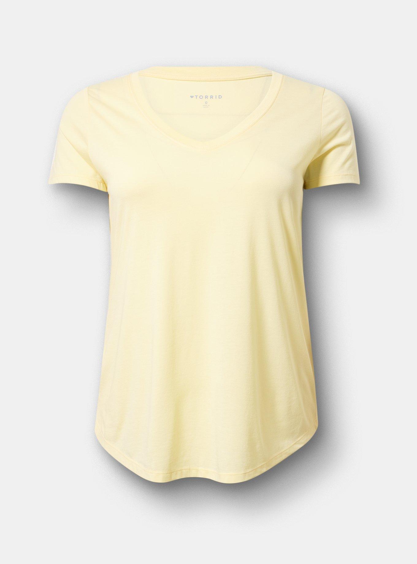 Girlfriend Signature Jersey V-Neck Tee, PASTEL YELLOW, hi-res