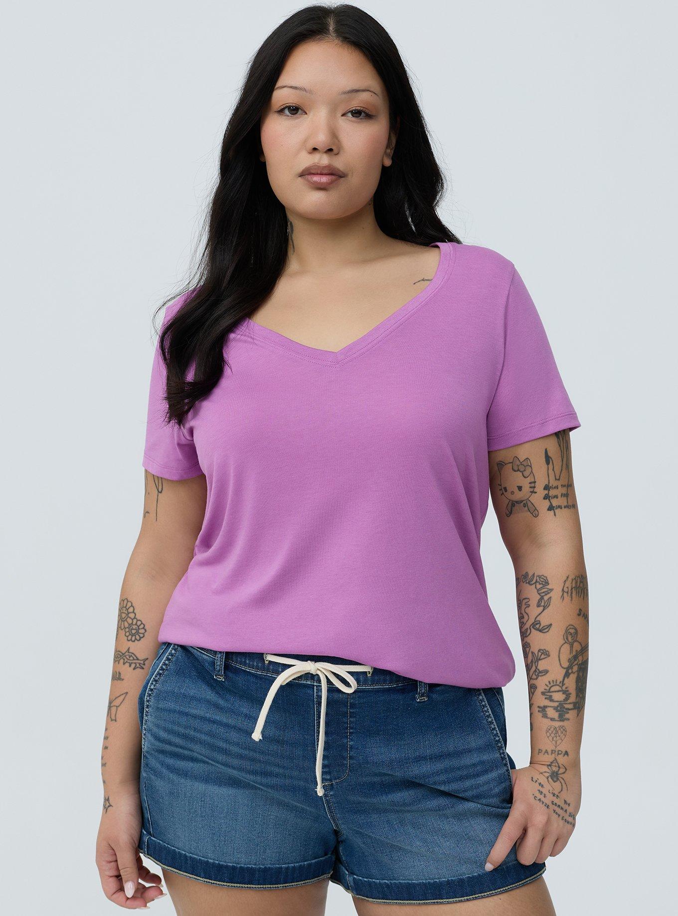 Girlfriend Signature Jersey V-Neck Tee, LIATRIS, alternate