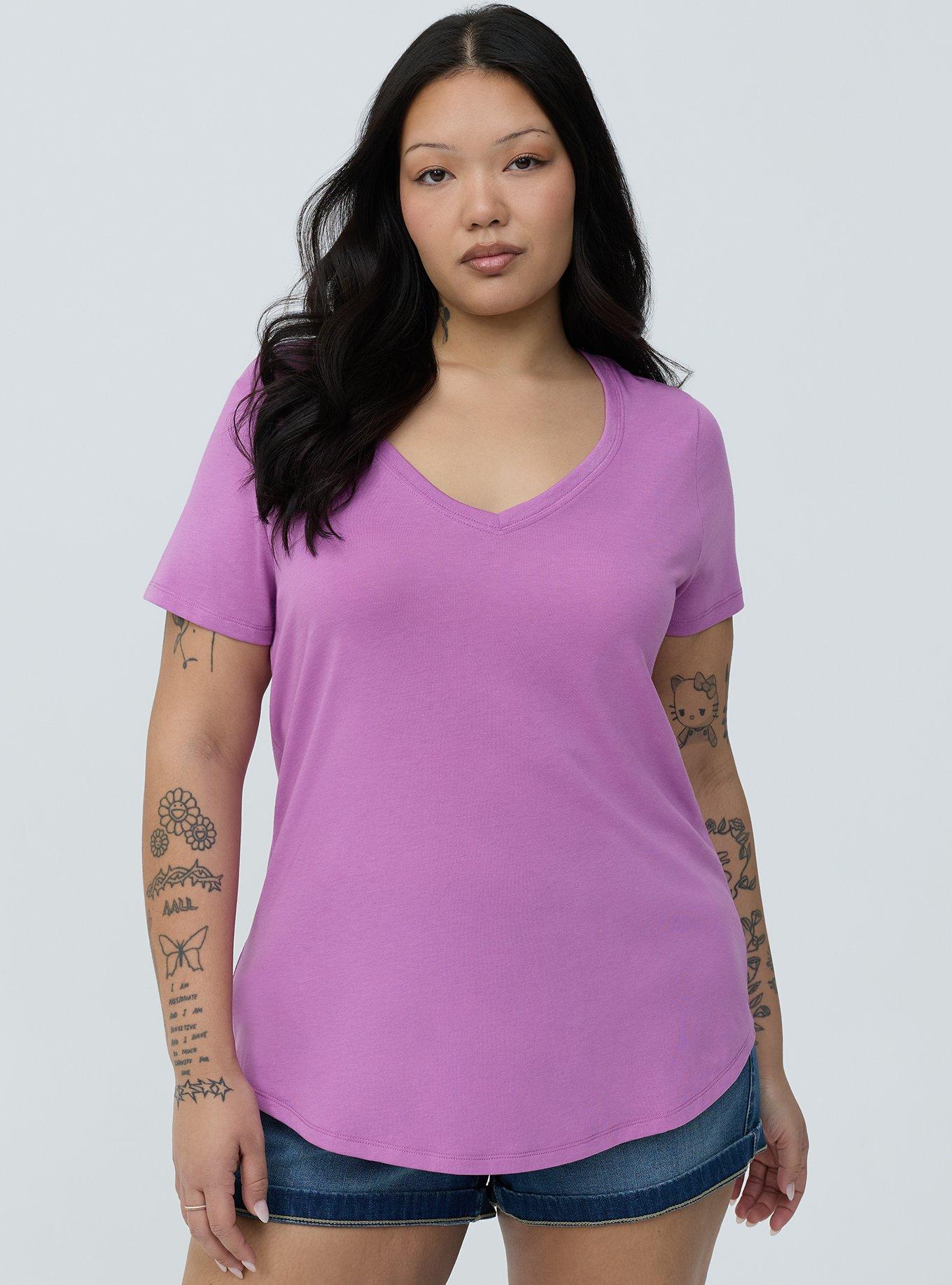 Girlfriend Signature Jersey V-Neck Tee, LIATRIS, hi-res