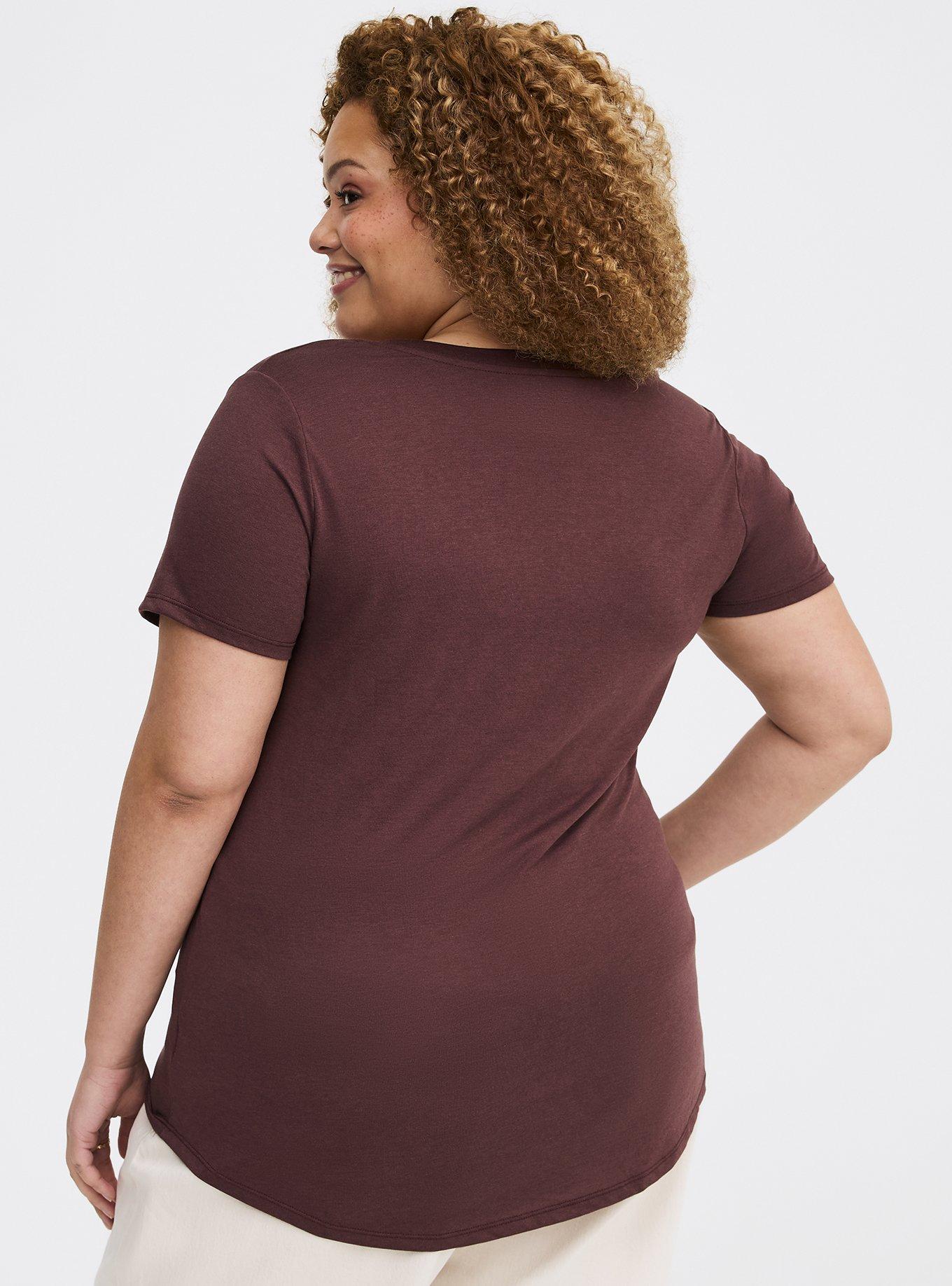 Girlfriend Signature Jersey V-Neck Tee, FUDGE, alternate