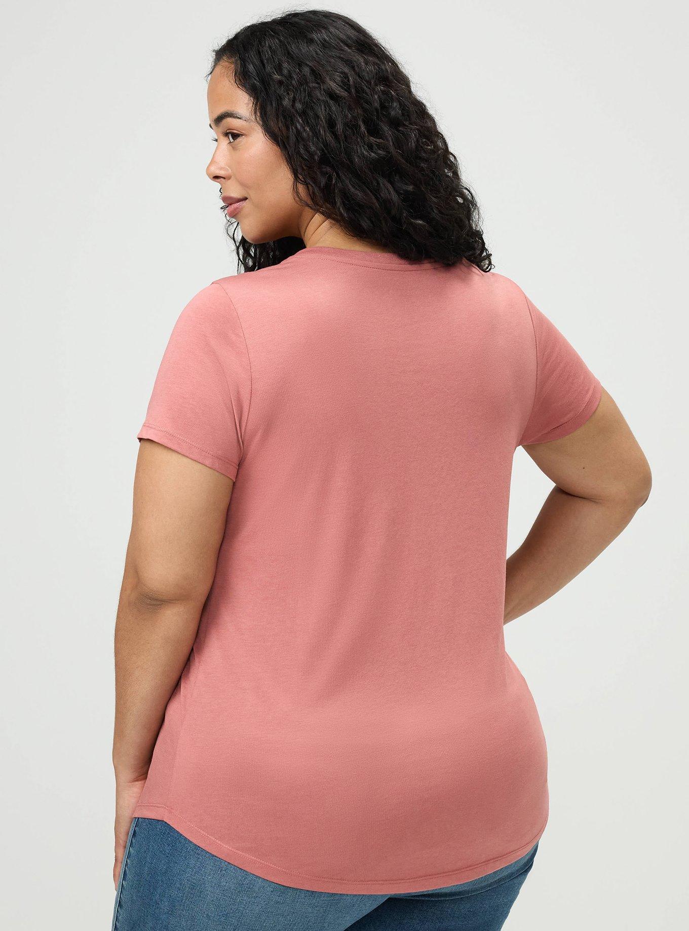 Plus Size Girlfriend Signature Jersey V-Neck Tee, LIGHT MAHOGANY, alternate