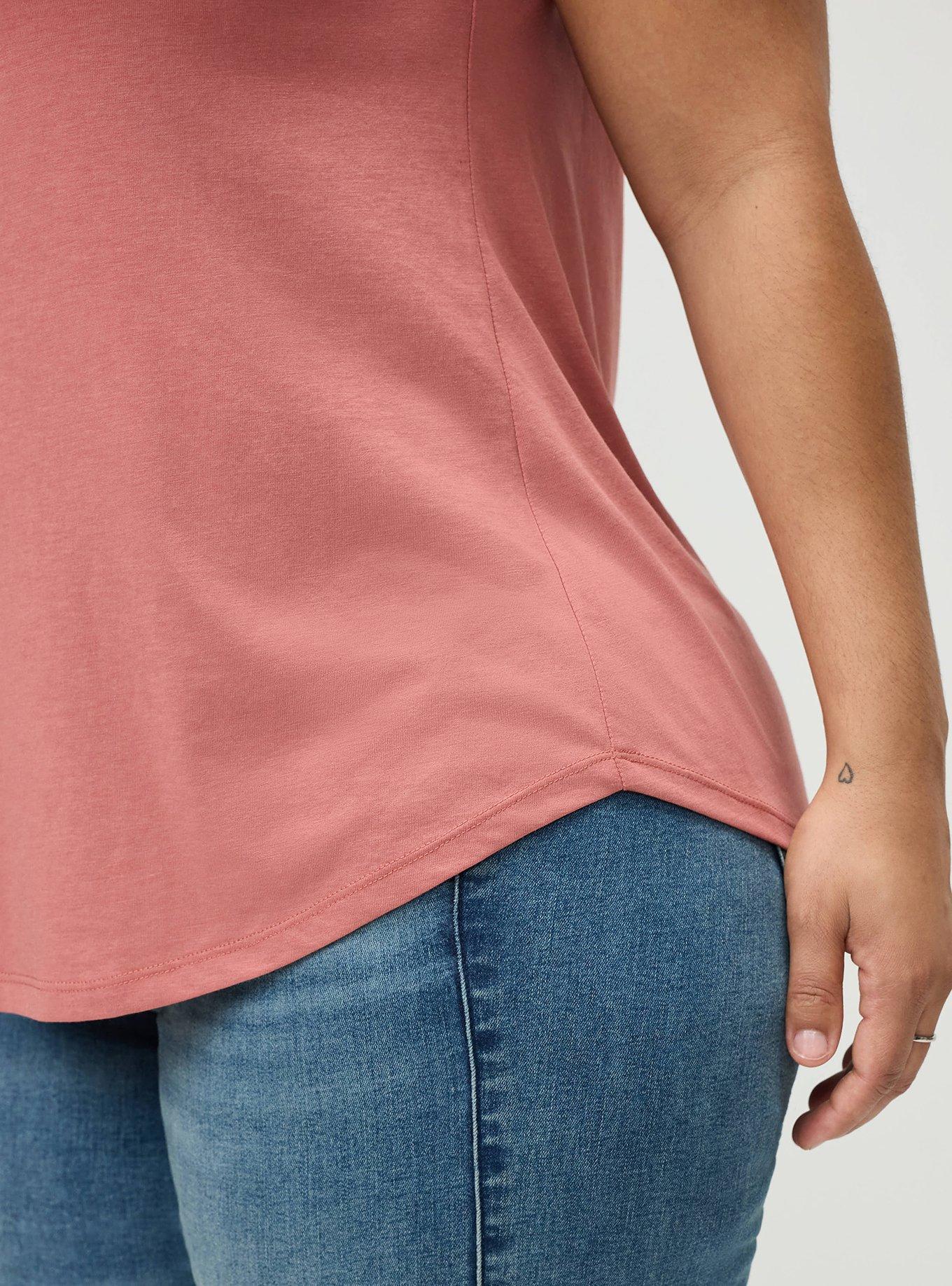 Plus Size Girlfriend Signature Jersey V-Neck Tee, LIGHT MAHOGANY, alternate
