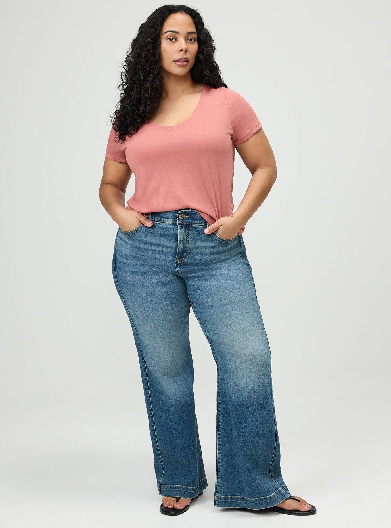 Plus Size Girlfriend Signature Jersey V-Neck Tee, LIGHT MAHOGANY, alternate