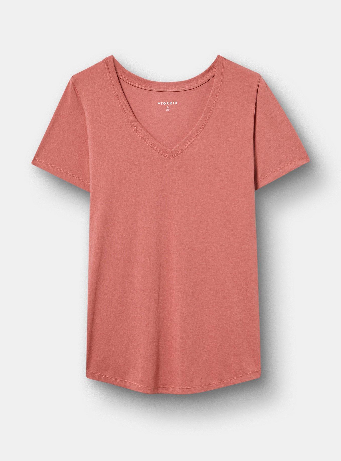Plus Size Girlfriend Signature Jersey V-Neck Tee, LIGHT MAHOGANY, hi-res