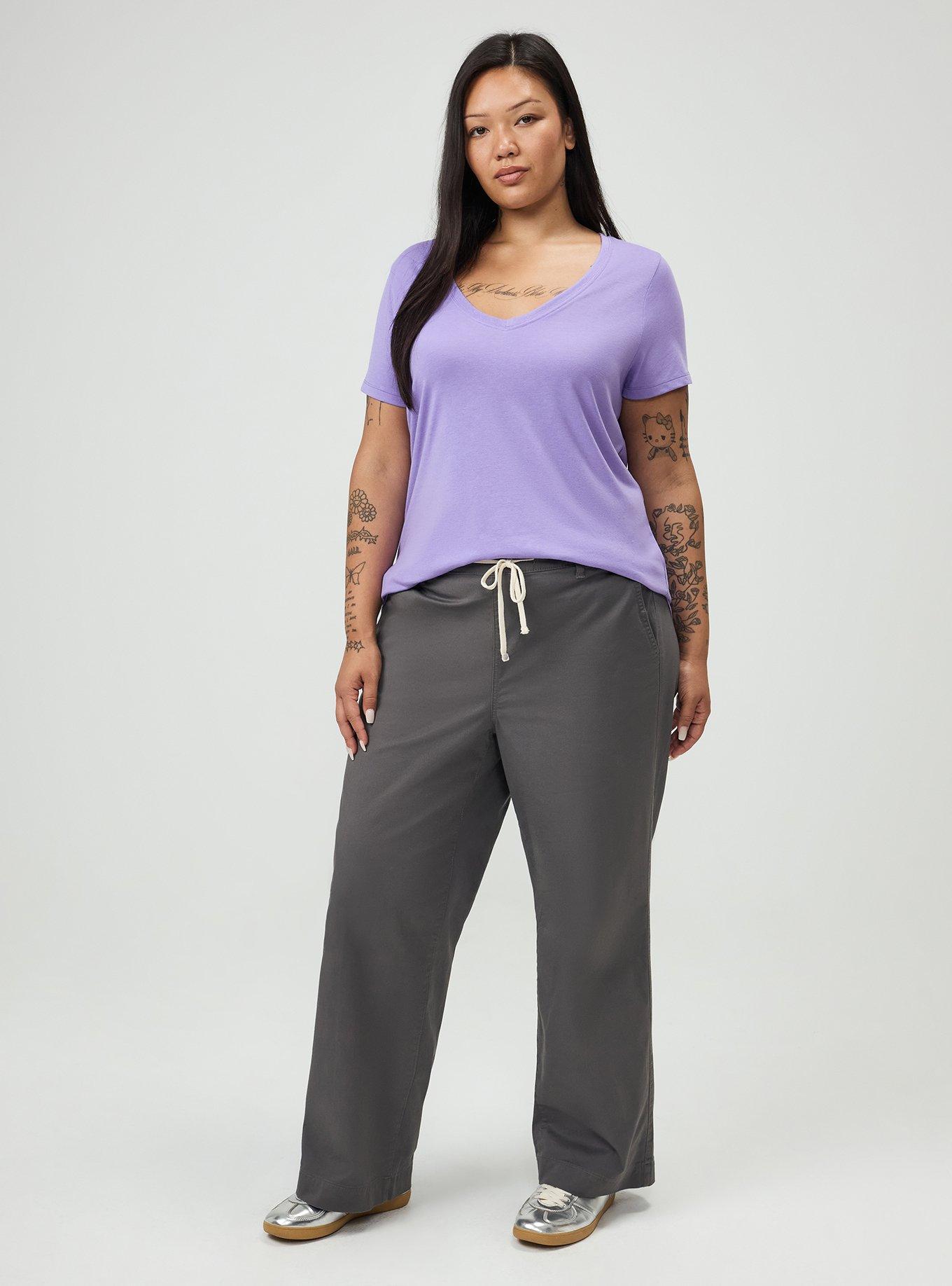 Girlfriend V-Neck Tee, PAISLEY PURPLE, alternate