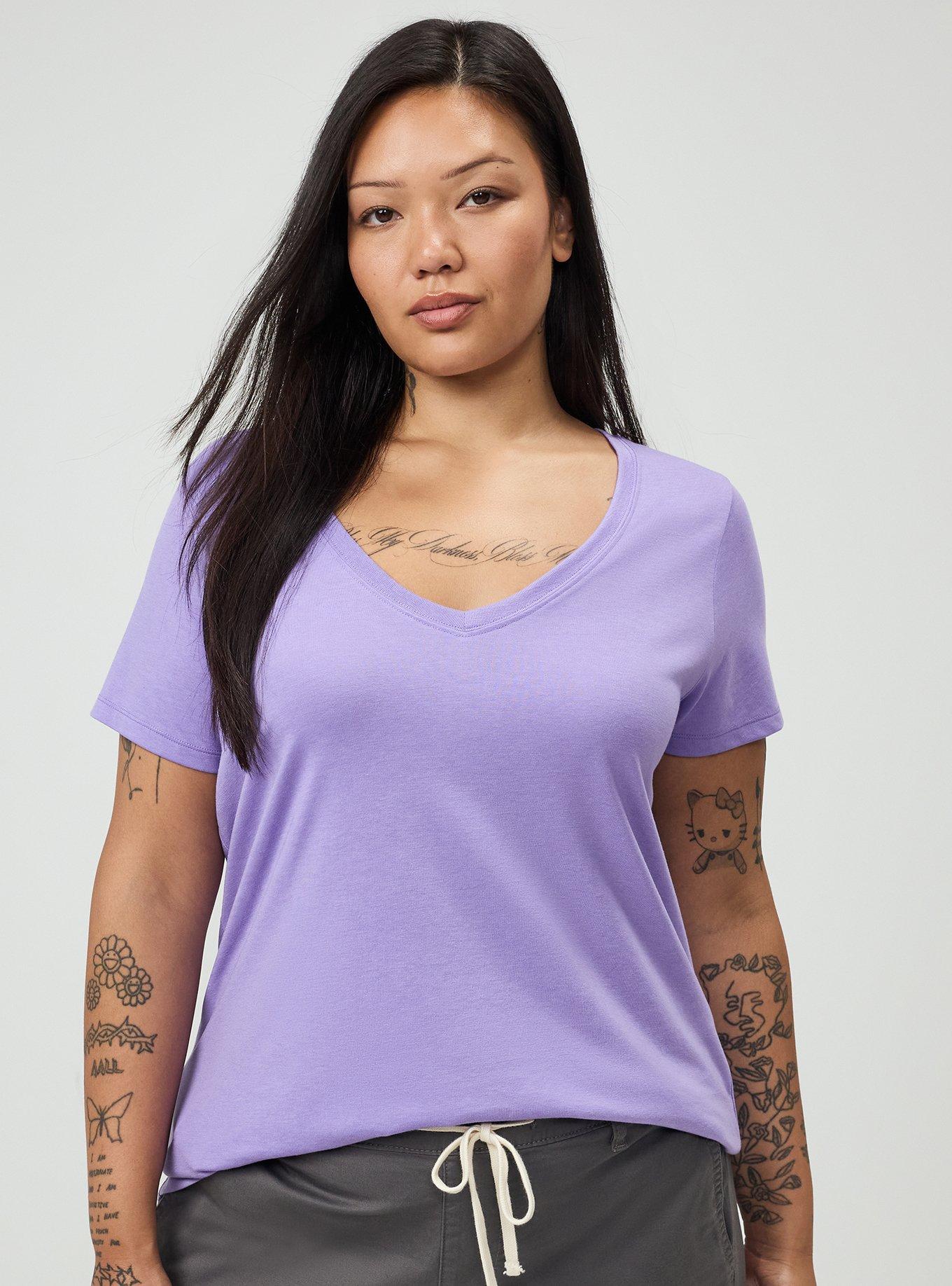 Girlfriend V-Neck Tee, PAISLEY PURPLE, alternate