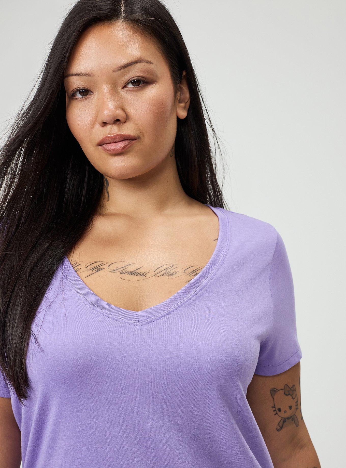 Girlfriend V-Neck Tee, PAISLEY PURPLE, alternate