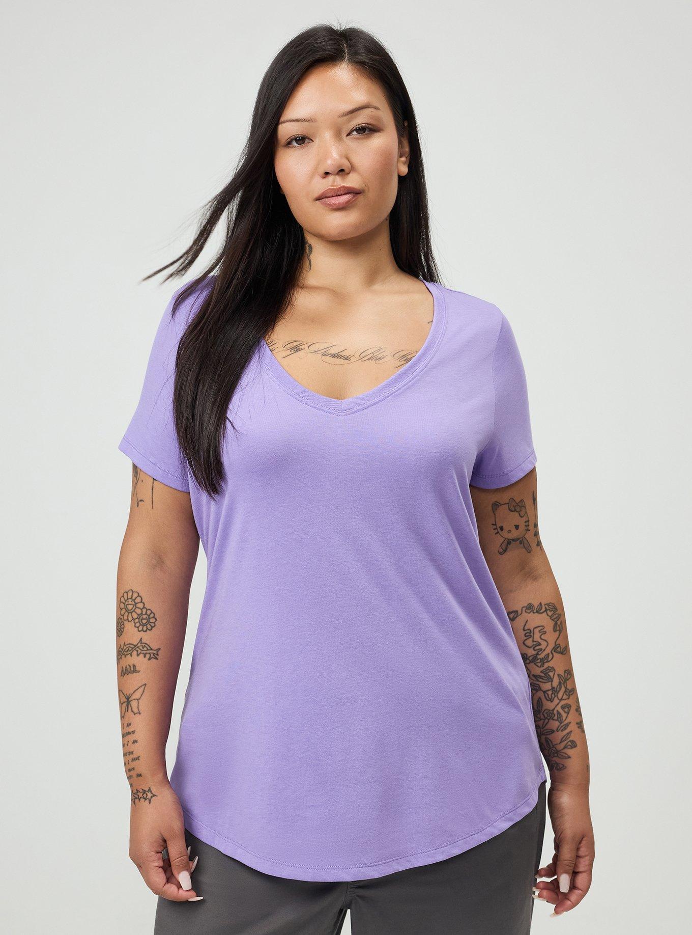 Girlfriend V-Neck Tee, PAISLEY PURPLE, hi-res