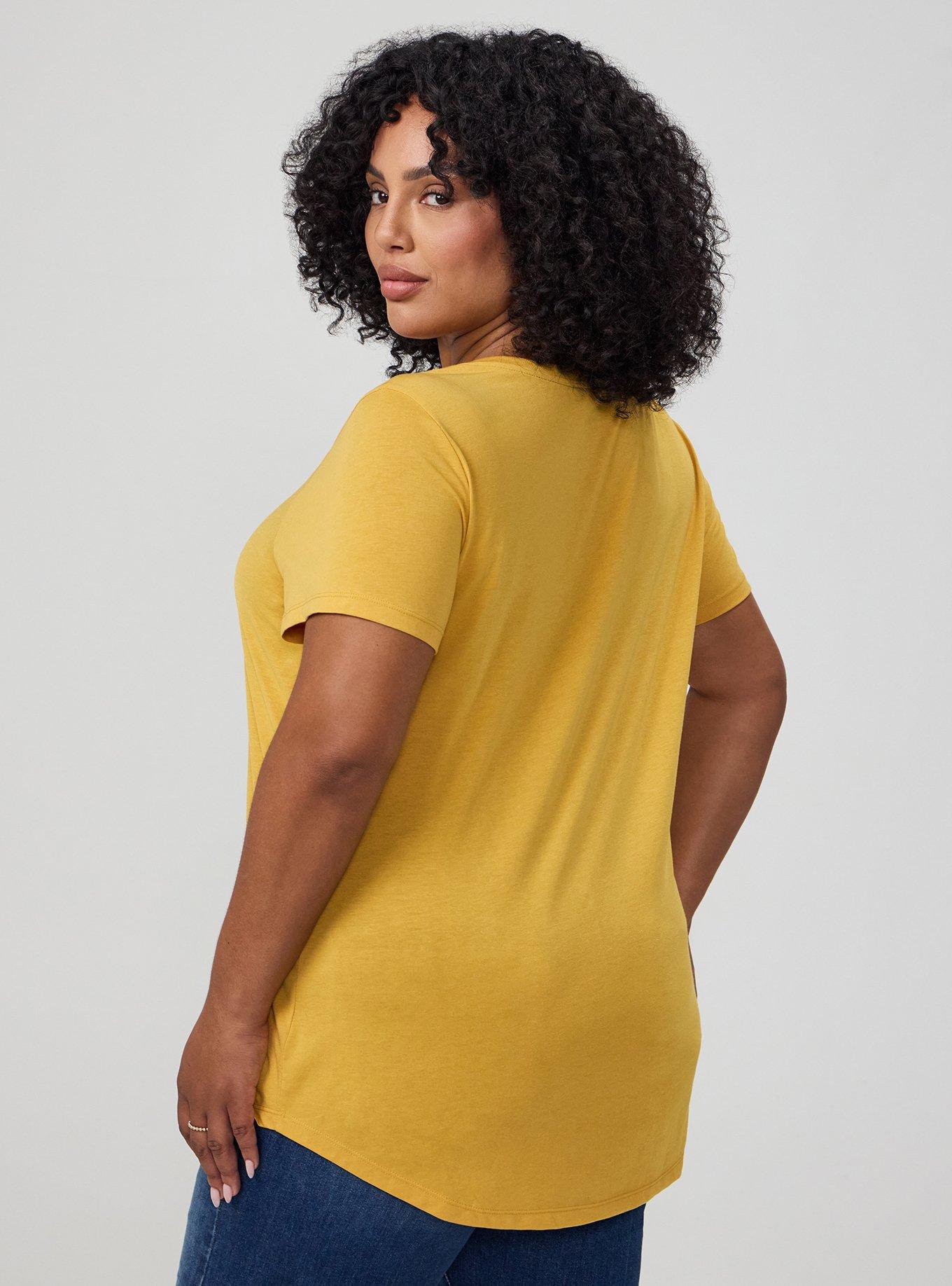 Girlfriend Signature Jersey V-Neck Tee, HONEY GOLD, alternate