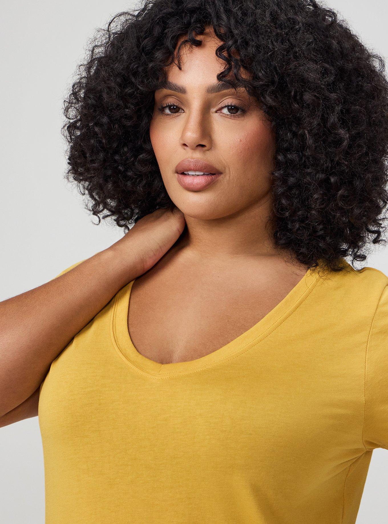 Girlfriend Signature Jersey V-Neck Tee, HONEY GOLD, alternate