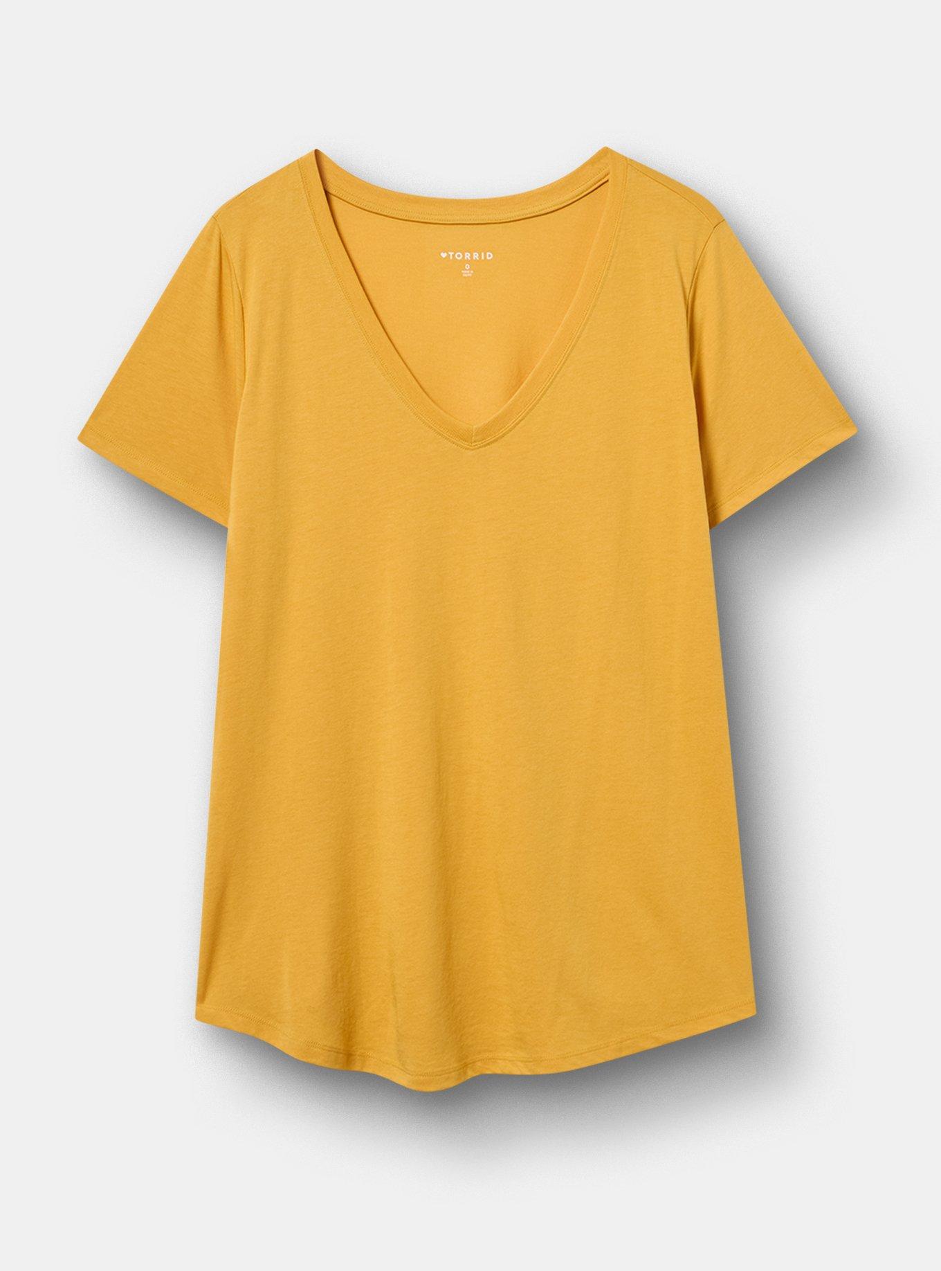 Girlfriend Signature Jersey V-Neck Tee, HONEY GOLD, hi-res