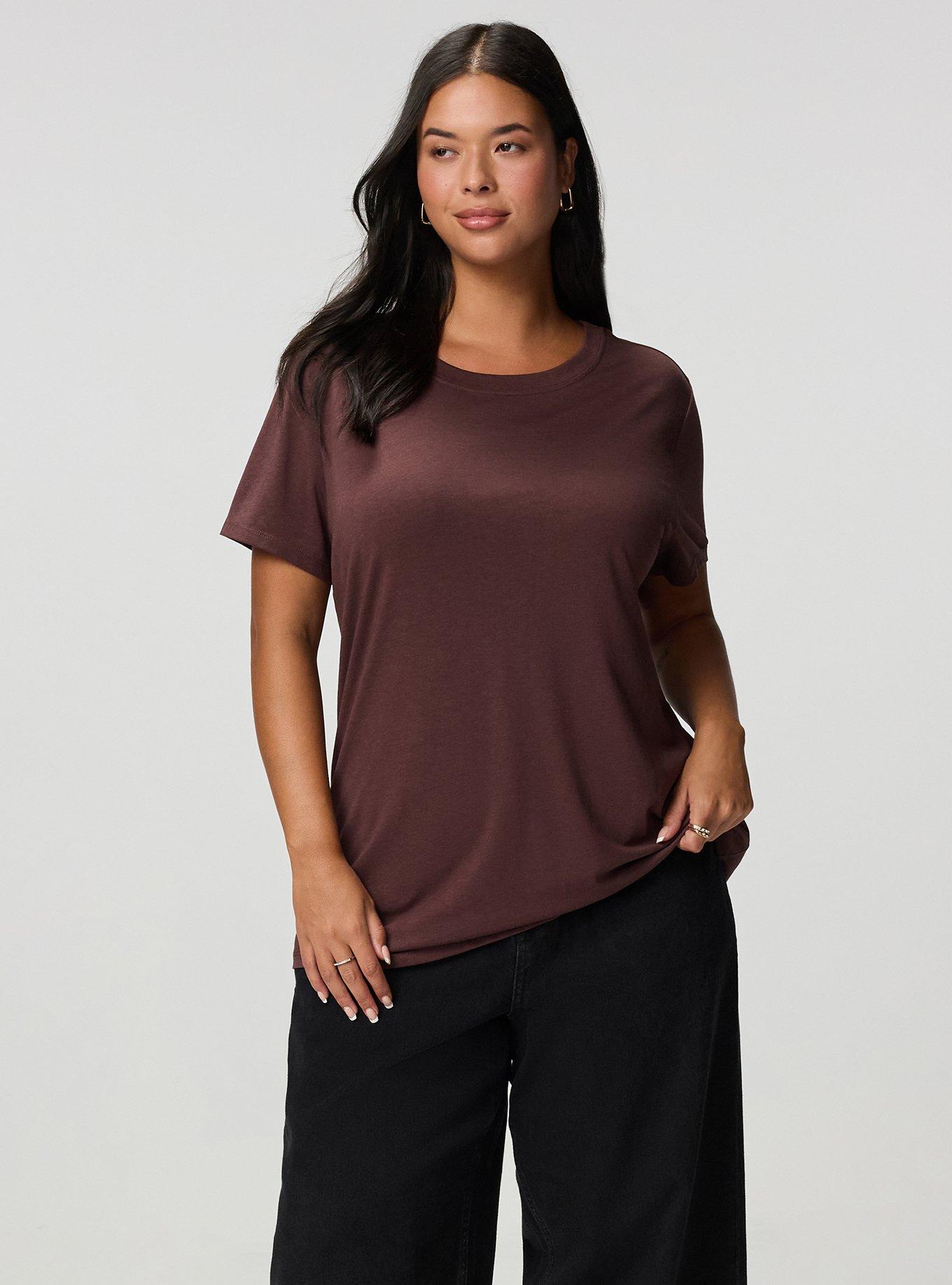Plus Size Everyday Signature Jersey Crew Neck Tee, PUCE, alternate