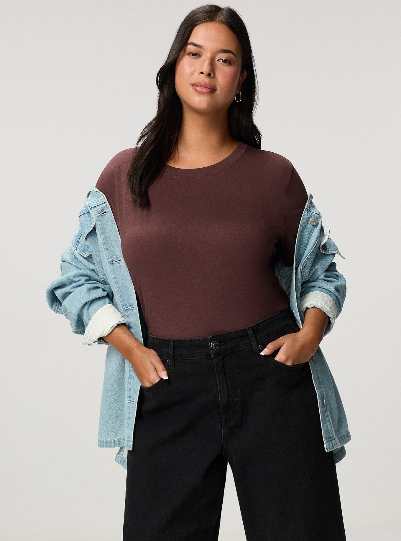 Plus Size Everyday Signature Jersey Crew Neck Tee, PUCE, alternate