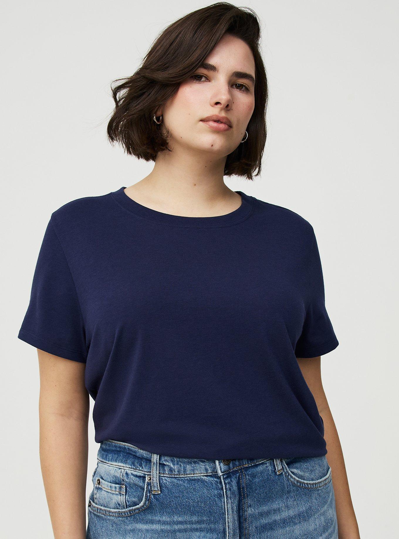 Plus Size Everyday Signature Jersey Crew Neck Tee, PEACOAT, alternate