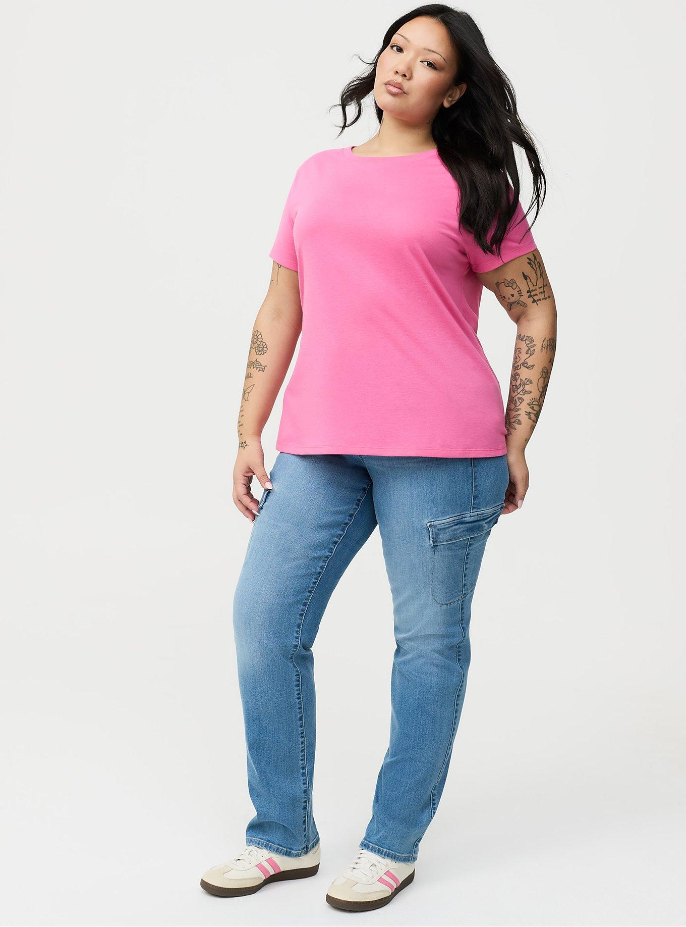 Everyday Signature Jersey Crew Tee, SHOCKING PINK, alternate