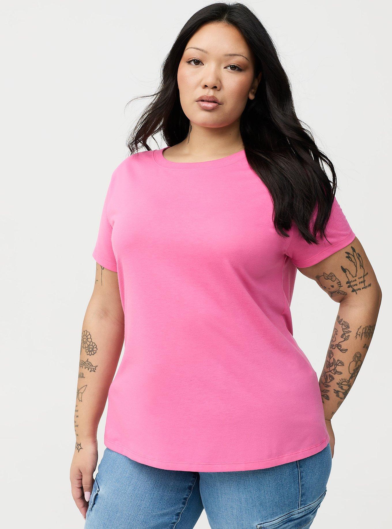 Everyday Signature Jersey Crew Tee, SHOCKING PINK, hi-res