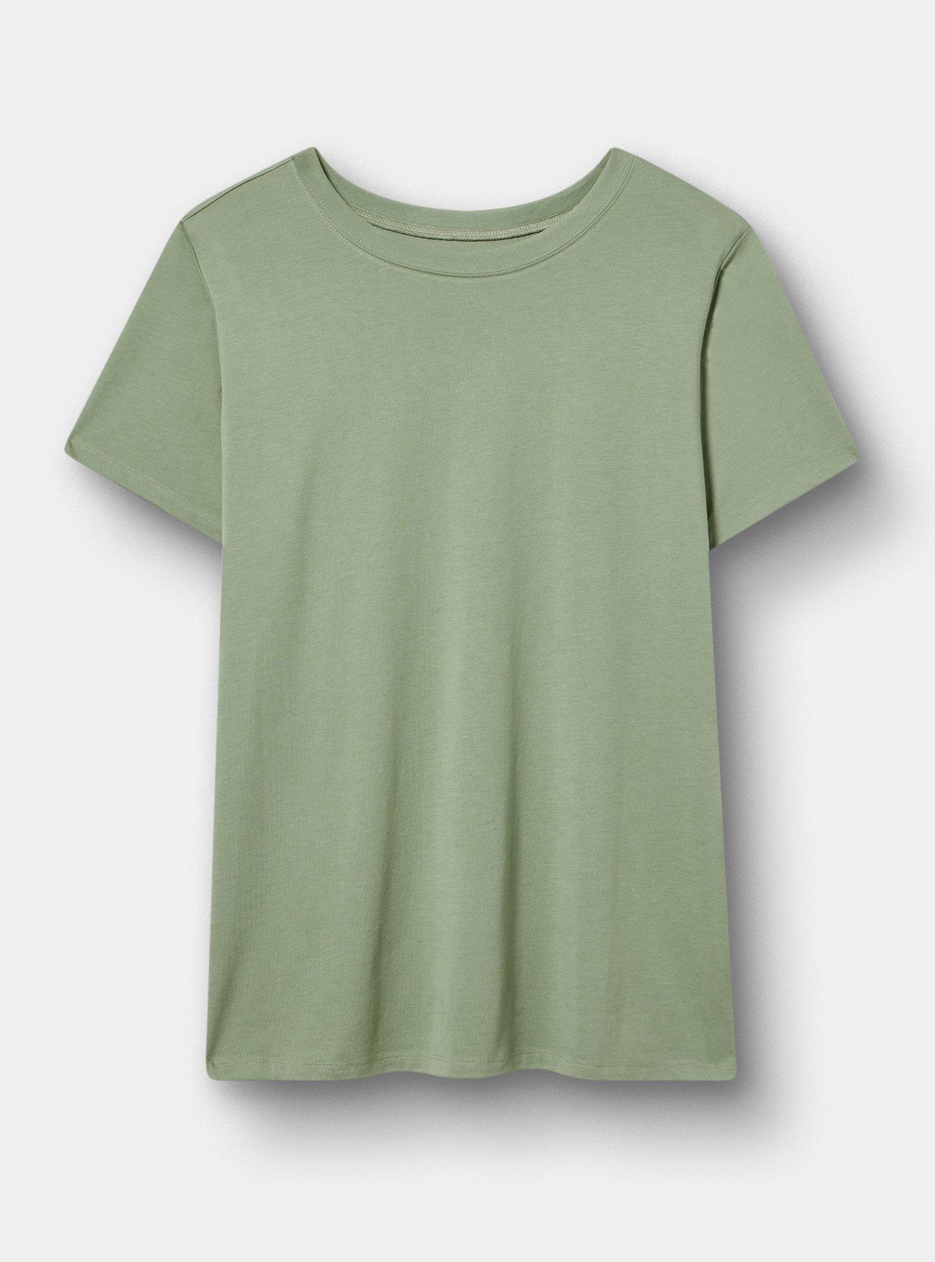 Plus Size Everyday Signature Jersey Crew Neck Tee, HEDGE GREEN, flat