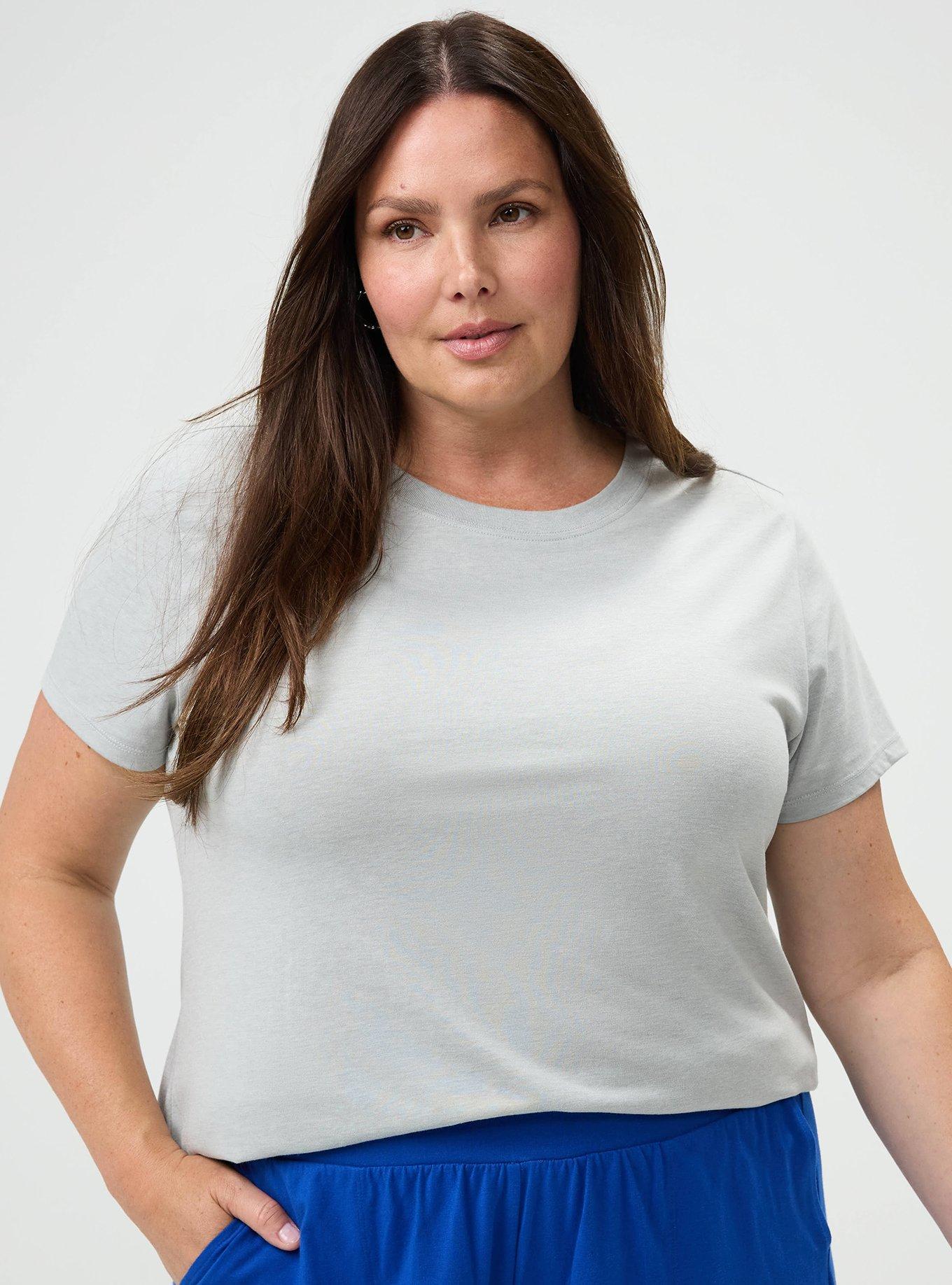 Plus Size Everyday Crew Signature Jersey Tee, LIGHTEST HEATHER GREY, alternate