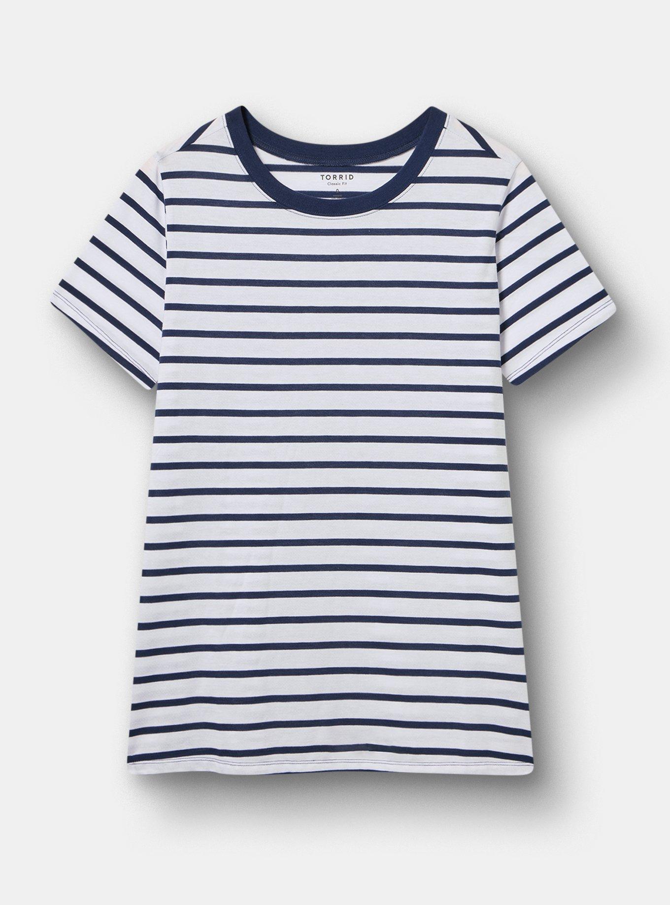 Everyday Signature Jersey Crew Neck Tee, PEACOAT BRIGHT WHITE STRIPE, hi-res