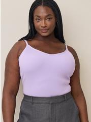 Fitted Ribbed Pullover Cami Sweater, LILAC, hi-res