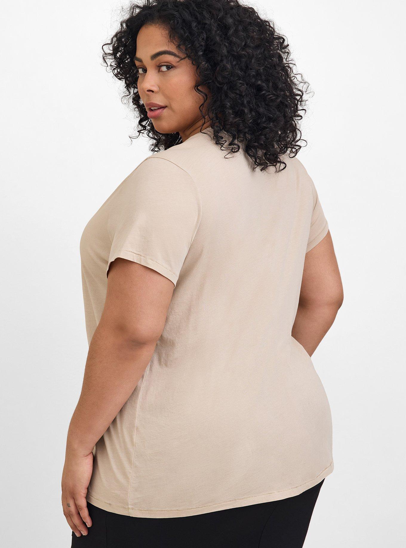 Plus Size Heart Vintage Crew Neck Tee, TAUPE, alternate