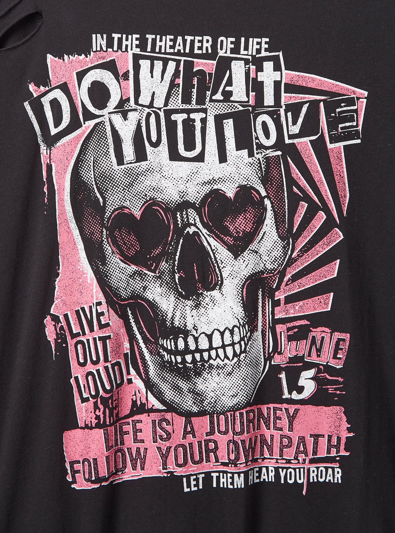 Plus Size - Do What You Love Skull Relaxed Fit Cotton Crew Neck