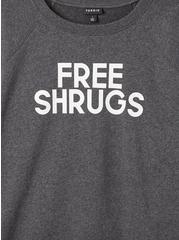 Free Shrugs Cozy Fleece Crew Neck Raglan Sweatshirt, GREY, alternate