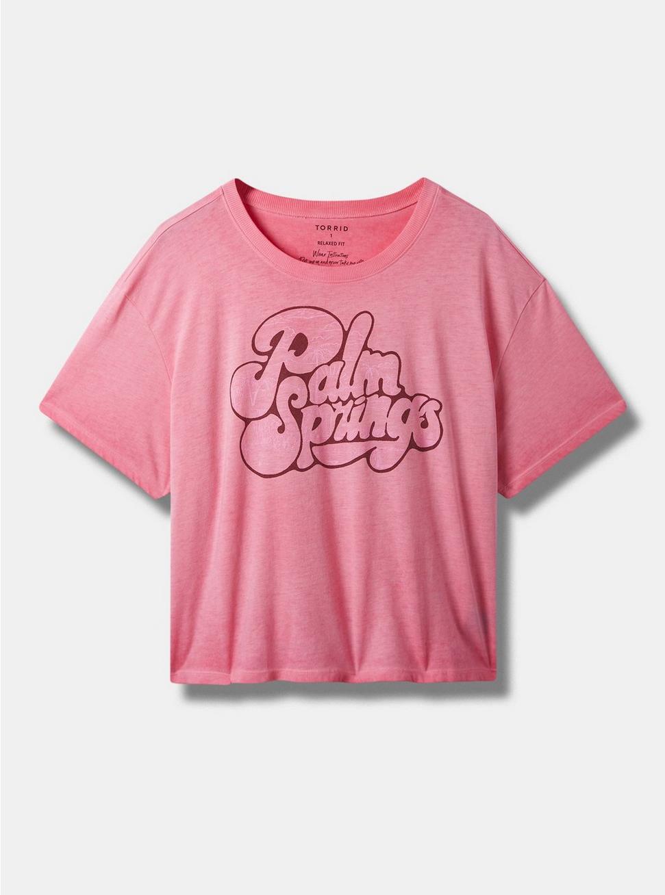 Palm Springs Relaxed Fit Signature Jersey Crew Neck Crop Tee, PINK WASH, hi-res