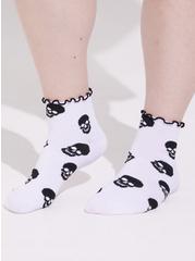 Plus Size 2 Pk Ruffle Shortie Socks, SKULL, alternate