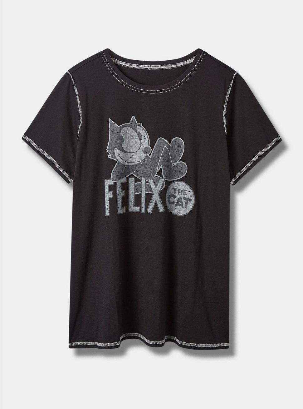 Plus Size Felix The Cat Classic Fit Cotton Crew Seam Tee, DEEP BLACK, hi-res
