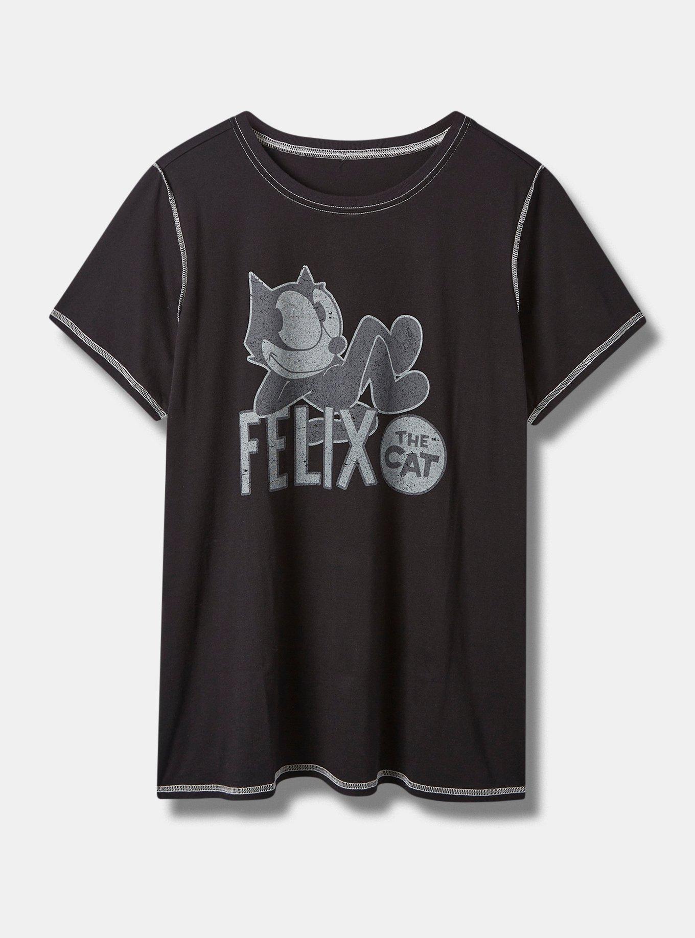 Felix The Cat Classic Fit Cotton Crew Seam Tee, DEEP BLACK, hi-res