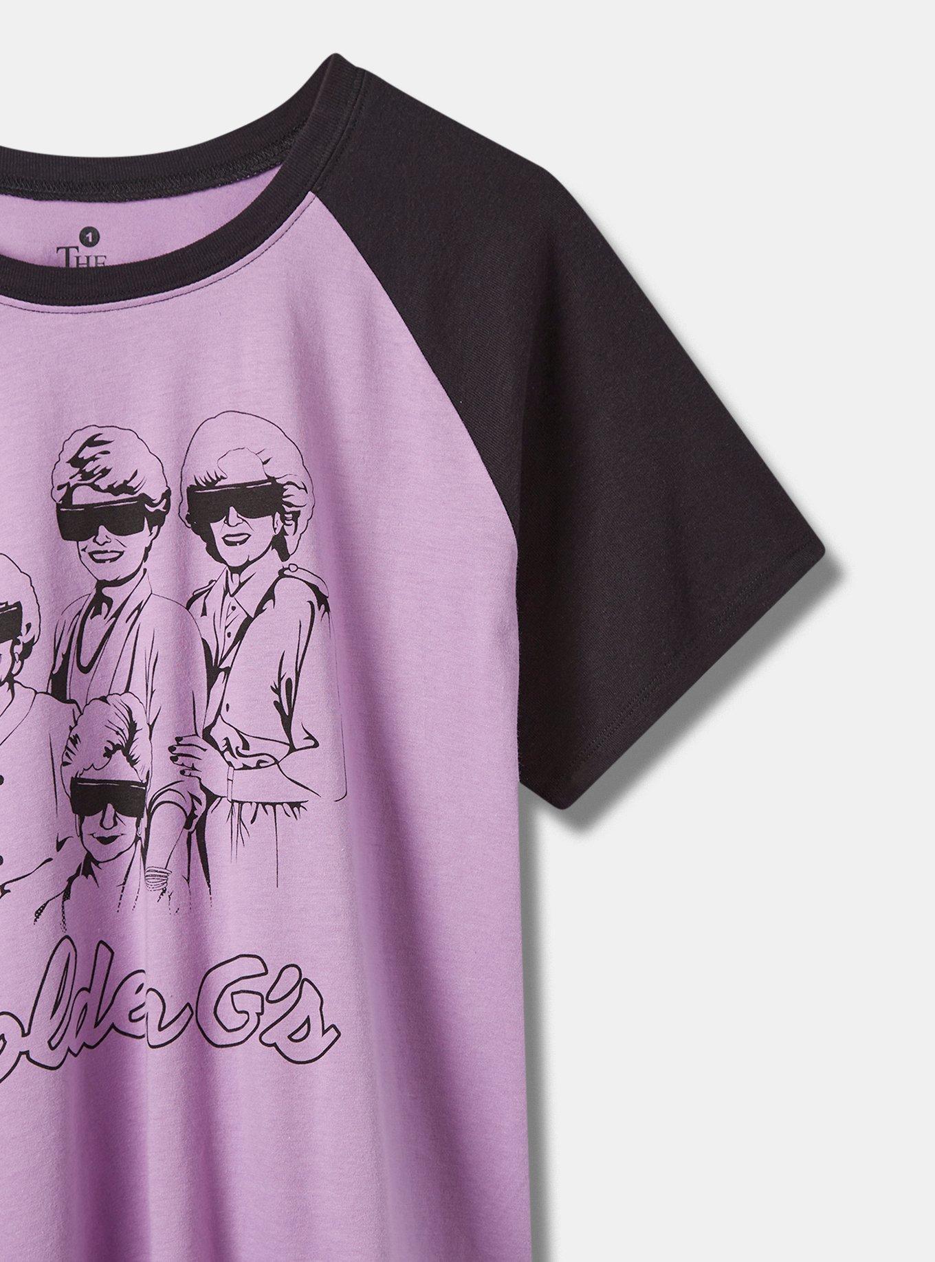 Plus Size The Golden Girls Classic Fit Cotton Crop Raglan, PURPLE, alternate