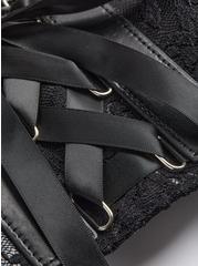 Plus Size Lace Ribbon Corset Waist Stretch Belt, BLACK, alternate