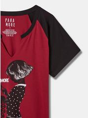 Paramore Classic Fit Cotton Notch Neck Raglan Tee, JESTER RED, alternate