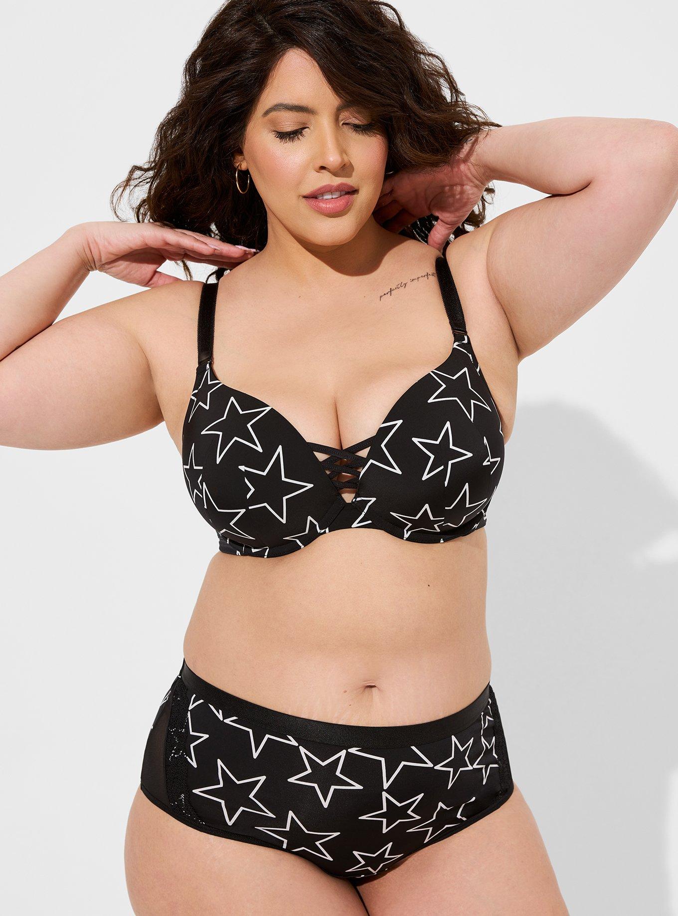 TORRID XO Plunge Push-Up Print Straight Back Bra